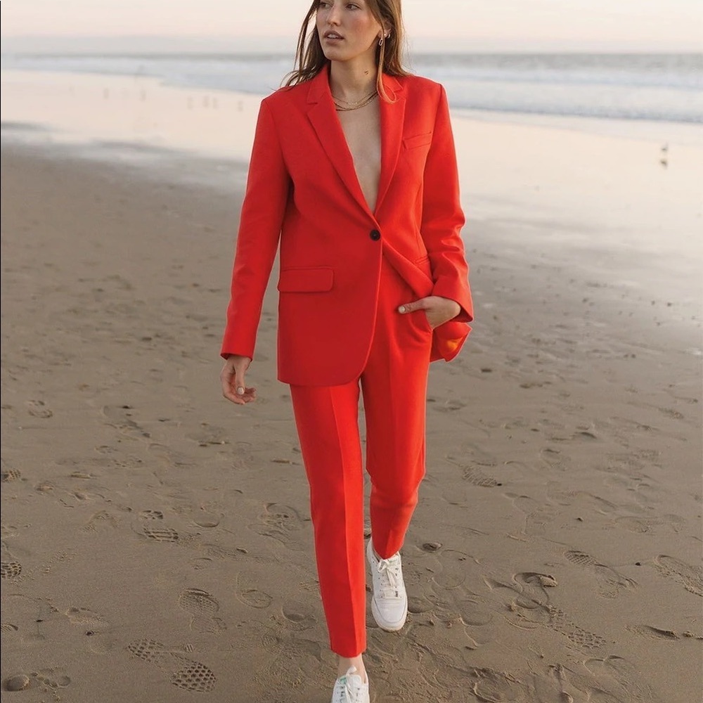 🌅 NWT French Connection Boyfriend Jacket, Adisa Sundae Oversized Blazer Red